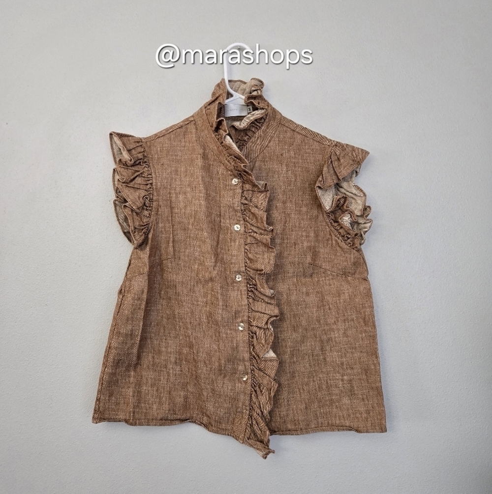 Christy Lynn Marfa Linen Top Clay - Picture 2 of 6